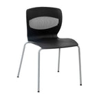 Thumbnail image #1 for Flash Furniture Hercules RUT-NC618-BK-GG Commercial Stack Chair, 770 lb Capacity, Ergonomic Lumbar Support, Black, Silver Steel Frame