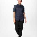 Thumbnail image #1 for Chef Works CBZ04W-GRY-M Women's Chef Coat, Raglan Short Sleeve, Center Zipper, Gray, Medium