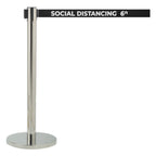Thumbnail image #1 for AARCO Products Form-A-Line HC-7PBK Portable Crowd Control Stanchion, 7-ft Retractable Printed Black Belt, Polished Chrome Post