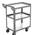 Thumbnail image #1 for ATSMFG MET MET-UBC-1827SH ATS MFG Stainless Steel Bus Cart, 3 Solid Shelves, 27"W x 18"D x 33-1/2"H, 350 lb Capacity