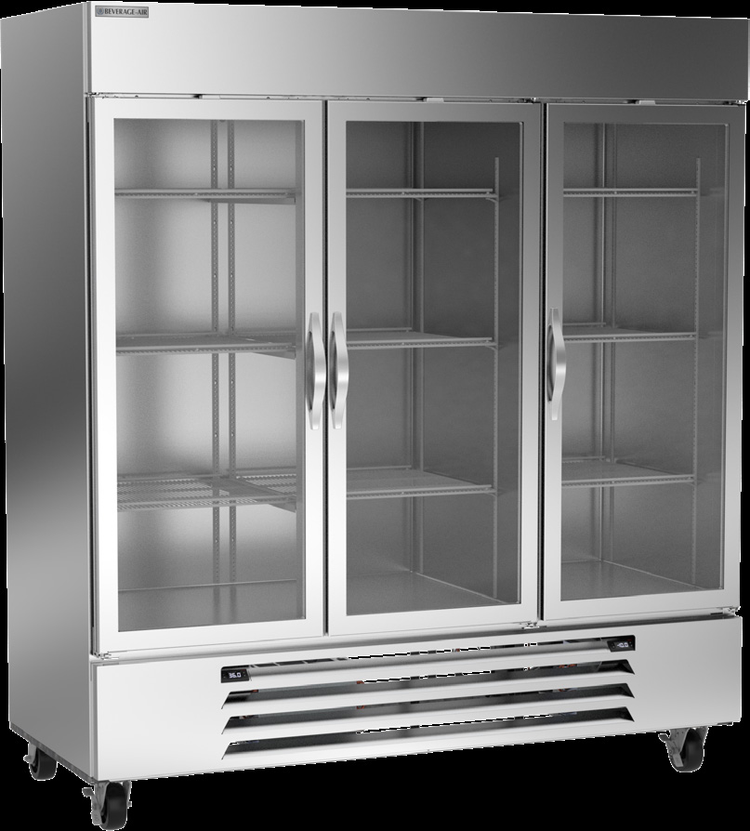 Product image #5 for Beverage-Air Horizon Series Dual-Temperature Three-Section Glass Door Reach-In Refrigerator/Freezer, Bottom Mount, Stainless Steel