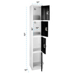 Thumbnail image #2 for Alpine Industries ADI629-204-BLK Steel Storage Locker, 4-Compartment, 72"H x 12"W x 12"D, Black