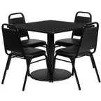 Thumbnail image #1 for Flash Furniture RSRB1009-GG 36-Inch Square Black Table and 4 Black Vinyl Banquet Chairs Set