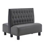 Thumbnail image #1 for ATSMFG ATS AT&S-QAD-K42-BT-GRY Double Restaurant Booth, 42"H, Button-Tufted Gray Upholstery, Dark Walnut Elm Wood Top & End Caps