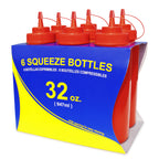 Thumbnail image #2 for New Star Foodservice Inc. 26436 32 oz Red Plastic Squeeze Bottle, Wide Mouth, Single Tip Case of 4