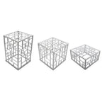 Thumbnail image #1 for G.E.T. Bugambilia MONPDCSETWW 3-Piece Square Buffet Riser Set, White Powder-Coated Cast Aluminum, 3 Heights