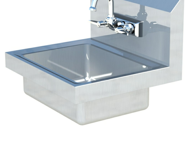 Product image #4 for Sapphire Manufacturing SMHS-01 Wall-Mounted Open-Sided Hand Sink with Faucet, 17 x 15 x 14 Inch, 304 Stainless Steel