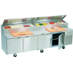 Thumbnail image #1 for La Rosa Refrigeration 2510-PTB 112-Inch Four-Section Refrigerated Pizza Prep Table with Doors, Self-Contained, Stainless Steel Top