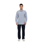 Thumbnail image #1 for Chef Works Gingham SHC05-SBE-M Men's Blue Gingham Cook Shirt, Long Sleeve, Poly/Cotton, Medium