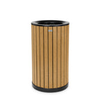 Thumbnail image #1 for Alpine Industries ALP4400-01-CD 32 Gallon Round Outdoor Trash Container, Slatted Recycled Plastic Panels, Cedar