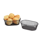 Thumbnail image #1 for G.E.T. Clipper Mill 4-31892 . . Oval Iron Powder-Coated Black Short Serving Basket, 8-1/2 x 5-1/2 x 3 in. Case of 12