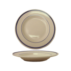 Thumbnail image #1 for International Tableware Catania CT-105 22 oz Ceramic Pasta Bowl, 10-7/8" Round, Rolled Edge, American White with Blue Band 1 Dozen
