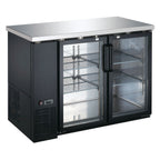 Thumbnail image #1 for USR Brands Coldline CBB-48G Two-Door Back Bar Refrigerator, 48.8 in W, Glass Swing Doors, Black Exterior, Stainless Steel Top
