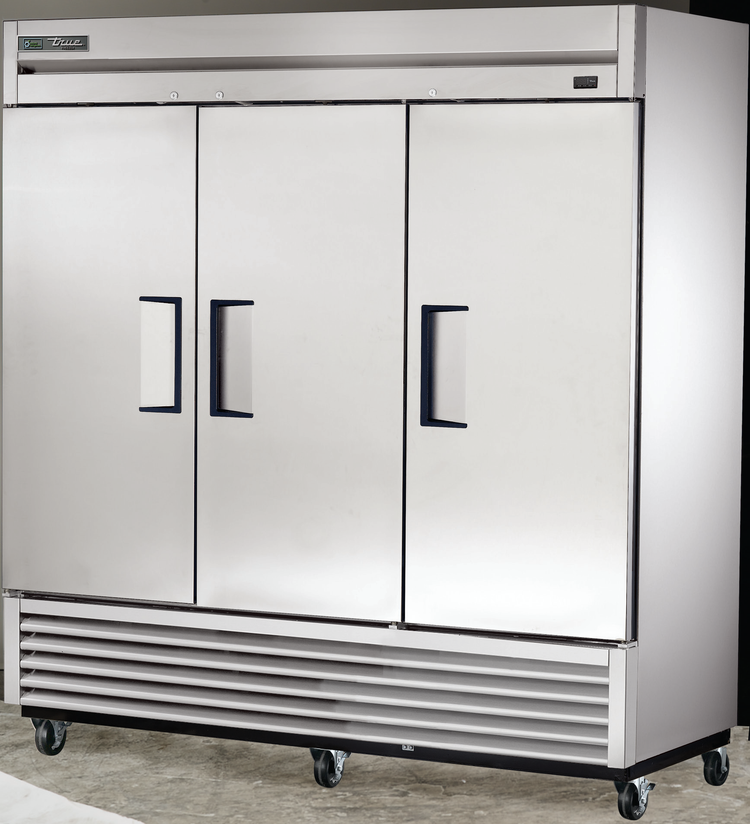 Product image #5 for True T-72F-HC Three-Section Reach-In Freezer with Solid Stainless Steel Doors