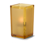 Thumbnail image #1 for Hollowick/Steelite Quad 6109FA Glass Votive Lamp, 4-3/8"H x 2-1/2" Square, Amber Satin Panel, Fuel Cell Compatible