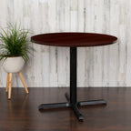 Thumbnail image #2 for Flash Furniture GC-M-BLK-15-MHG-GG Round Conference Table, 36" Diameter, X-Base, Laminate Top, Mahogany