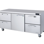 Thumbnail image #1 for Blue Air FSE LLC BLUR72-D4RL-HC Undercounter Refrigerator, 3-Section, 4 Drawers & 1 Swing Door, Stainless Steel, Rear-Mounted Self-Contained