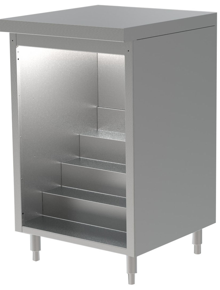 Product image #5 for 24-Inch Stainless Steel Back Bar Liquor Step Cabinet with Flat Top and 4 Display Steps