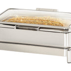 Thumbnail image #2 for Cal-Mil 23718-49 Rectangular Induction Chafer with Soft-Close See-Through Lid, Chrome-Plated, 26"W x 18.5"D x 10"H