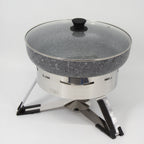 Thumbnail image #1 for Eastern Tabletop EB15763 Large Round Waterless Chafing Dish with Glass Lift-Off Cover