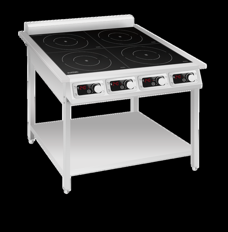 Product image #5 for Eurodib Commercial Four-Zone Induction Cooktop on Legs, 31.2-Inch, 240V, 1-Phase