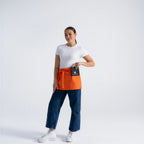 Thumbnail image #1 for Chef Works F9-TAG-0 Tangerine Poly/Cotton Waist Apron, 12"L, Three-Part Patch Pocket
