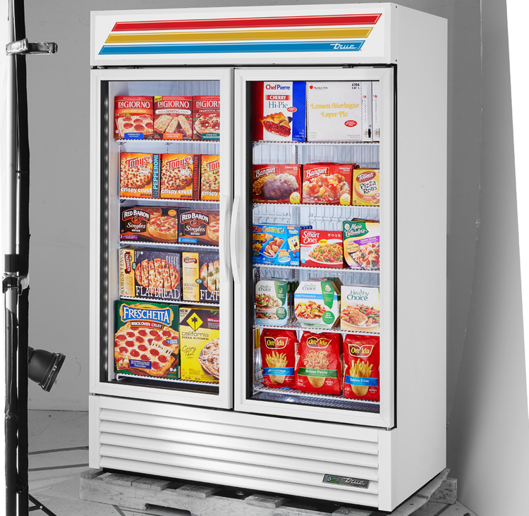Product image #5 for True 54-Inch Two-Section Glass Door Freezer Merchandiser, Self-Contained Bottom Mount, White
