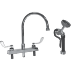 Thumbnail image #1 for Component Hardware Encore KL41-8301964A Deck-Mount Commercial Faucet, 8-Inch Centers, Stainless Steel Swivel Gooseneck Spout, 4-Inch Wrist Handles