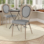 Thumbnail image #2 for Flash Furniture SDA-AD642002S-TXT-BLKWH-LTNAT-GG Thonet-Style Stackable Bistro Chair, Wood Back and Seat, Natural Finish