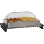 Thumbnail image #1 for Cadco WTBS-2RT Countertop Double Buffet Server with Heated Base, Two Half-Size Steam Table Pans, Stainless Steel
