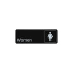 Thumbnail image #1 for CAC China SCE3-WO27 Women Compliance Sign, English, Black Plastic, 9 x 3 in, Pressure-Sensitive Adhesive Case of 144