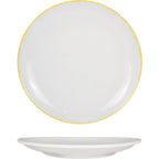 Thumbnail image #1 for International Tableware Provincial™ PR-21-Y 12" Round Coupe Plate, Porcelain, European White with Yellow Underglaze Decoration 1 Dozen