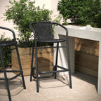 Thumbnail image #2 for Flash Furniture SDA-AD632032R-BK-GG Commercial Bar Stool with Arms, Black Rattan Back and Seat