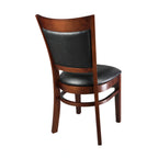 Thumbnail image #2 for JustChair Manufacturing W30118-BLK Upholstered Side Chair, Padded Flared Inset Back, Black Vinyl, German Beech Wood Frame