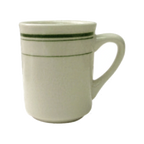Thumbnail image #1 for International Tableware Verona VE-17 Ceramic Coffee Mug, 8-1/2 oz, American White with Green Band Case of 3 Dozen