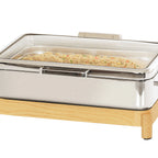 Thumbnail image #1 for Cal-Mil Blonde 23718-71 Rectangular Induction Chafer, Metal with Soft-Close See-Through Lid, 26"W x 18.5"D x 10"H