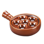 Thumbnail image #1 for Browne USA Foodservice 744045 6-Hole Stoneware Escargot Plate with Handle, 5-3/10" Diameter