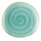 Thumbnail image #1 for CAC China Tucson TUS-21-TQS Porcelain Irregular Round Plate, 12-1/4", Reactive Glaze Turquoise 1 Dozen