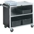 Thumbnail image #2 for Vollrath 97182 500 lb Capacity 3-Shelf Stainless Steel Bussing Cart, Black Vinyl, Three-Sided Enclosure
