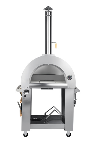 Product image #7 for KoolMore 32-Inch Outdoor Dual Fuel Gas and Wood Fired Pizza Oven with Built-In Chimney, Stainless Steel