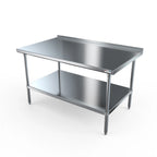 Thumbnail image #1 for NBR Equipment TS4-7236R 72" x 36" Stainless Steel Work Table with 1-1/2" Backsplash and Adjustable Undershelf