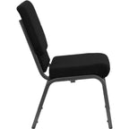 Thumbnail image #2 for Flash Furniture Hercules XU-CH-60096-BK-SV-GG Stacking Church Chair, Black Polyester Upholstery, Silver Vein Frame