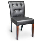 Thumbnail image #1 for JustChair Manufacturing W58918-BLK Stackable Upholstered Side Chair, Rolled & Tufted Back, Web Seat, German Beech Frame, Black Vinyl