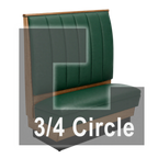 Thumbnail image #1 for ATSMFG ATS AT&S-ATQ-LXW48-6CH GR8 Alex Wood Three Quarter Circle Booth, single, 48" x 90" x 90" x 48"long x 48" high, 6-channel back, wood trim