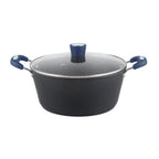 Thumbnail image #1 for Kadra Kitchenware Millvado MR-04-B Nonstick Sauce Pot with Glass Lid, 4.5 qt, Soft-Grip Handle, Blue