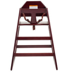 Thumbnail image #1 for TableCraft Products 6464162 Rubberwood High Chair, Mahogany Finish, Stackable, 3-Point Seatbelt