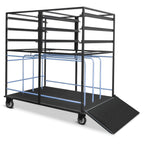 Thumbnail image #1 for Eastern Tabletop CH991T4 Curved Buffet Storage Table Cart, Black Coated Steel, 71 1/2"W x 46 1/2"D x 74"H, 4 Swivel Casters
