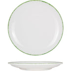 Thumbnail image #1 for International Tableware Provincial™ PR-7-G Porcelain Coupe Plate, 6-5/8 in. Round, European White with Green Underglaze Decoration Case of 3 Dozen