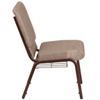 Thumbnail image #2 for Flash Furniture Hercules FD-CH02185-CV-BGE1-BAS-GG Stacking Church Chair, Beige Cotton Upholstery, Book Pouch, Communion Cup Holder