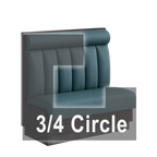 Thumbnail image #1 for ATSMFG ATS AT&S-ATQ-KR42-6CHHR GR8 Karender Three Quarter Circle Booth, single, 48" x 90" x 90" x 48"long x 42" high, 6-channel with Headroll back